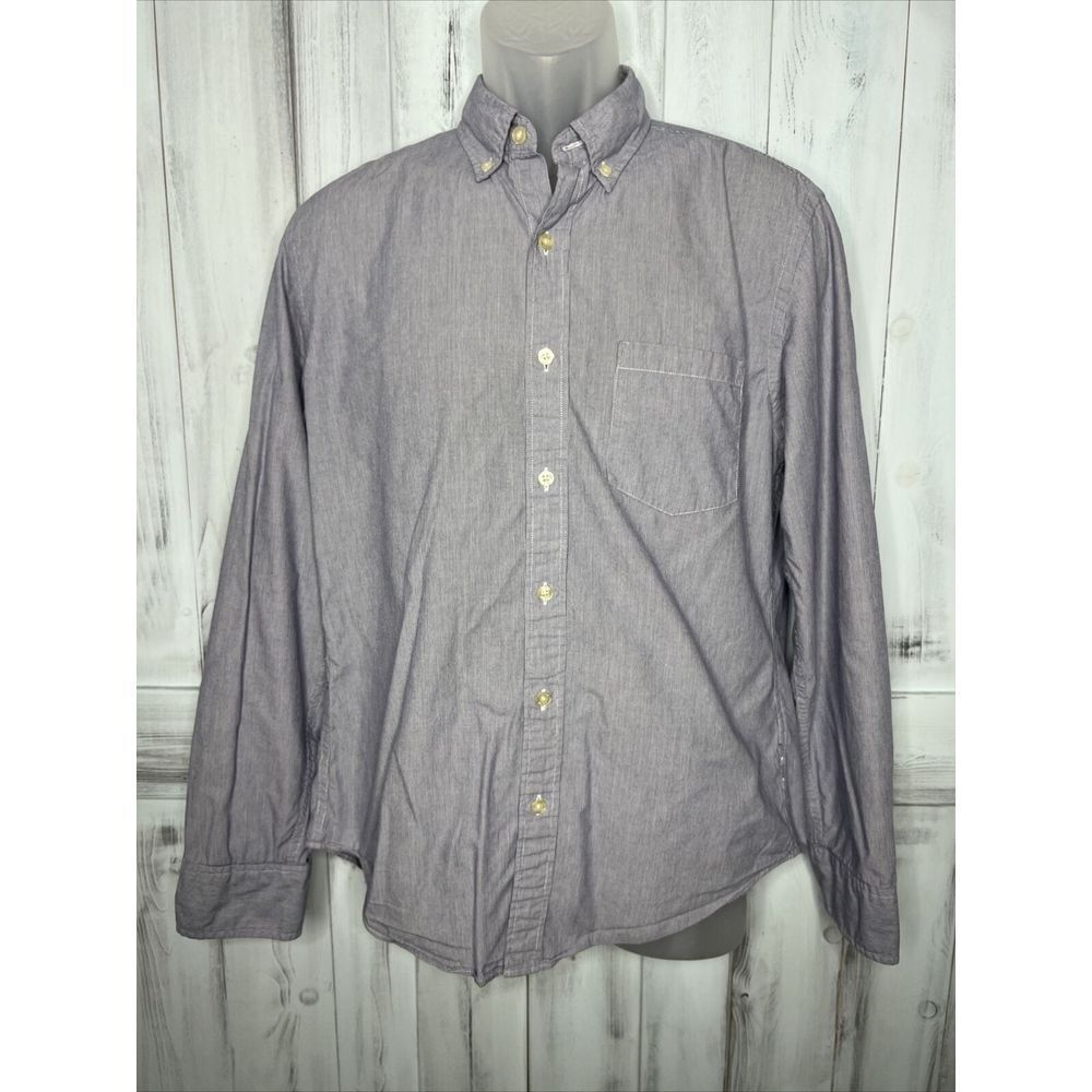 MENS J CREW BLUE 100% COTTON MICRO STRIPE LIGHTWEIGHT BUTTON UP SLIM FIT SHIRT S